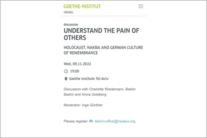 Grasping the Pain of the Others – Panel Discussion on the Holocaust, Nakba and German Remembrance Culture
