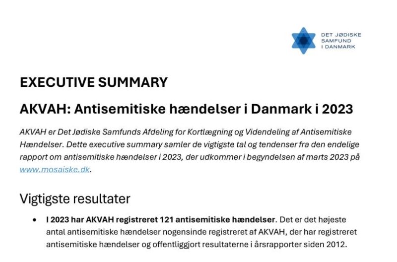 Denmark records highest number of antisemitic incidents since WWII